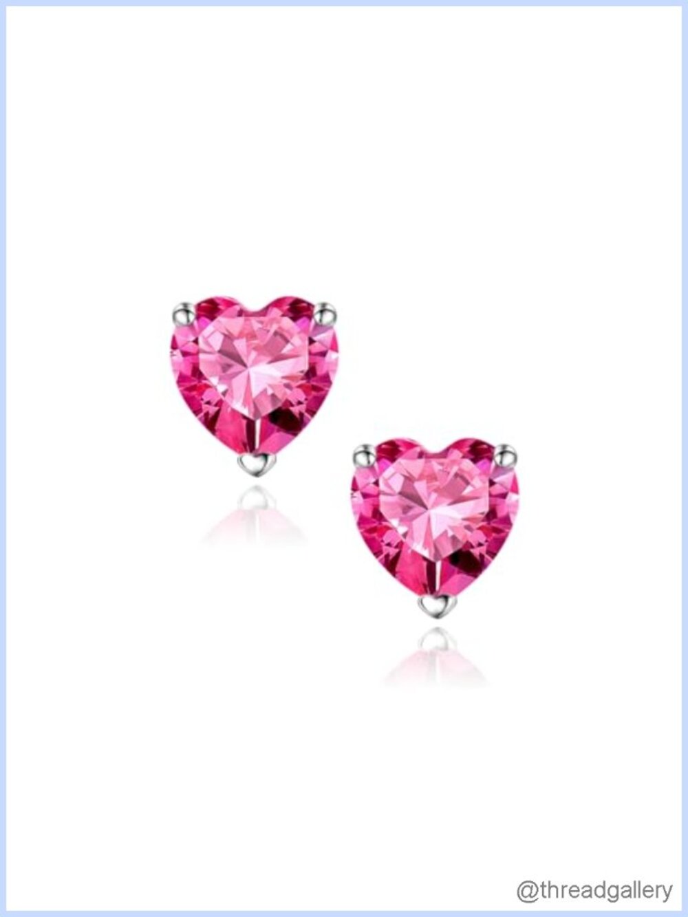 925 Sterling Silver Heart Birthstone Stud Earrings October